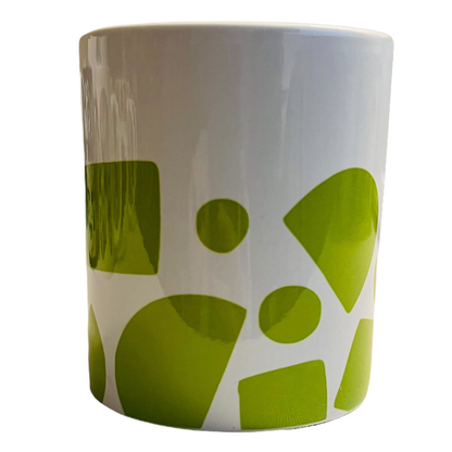 JenDore Green White Geometric 12 oz. Coffee Tea Mug