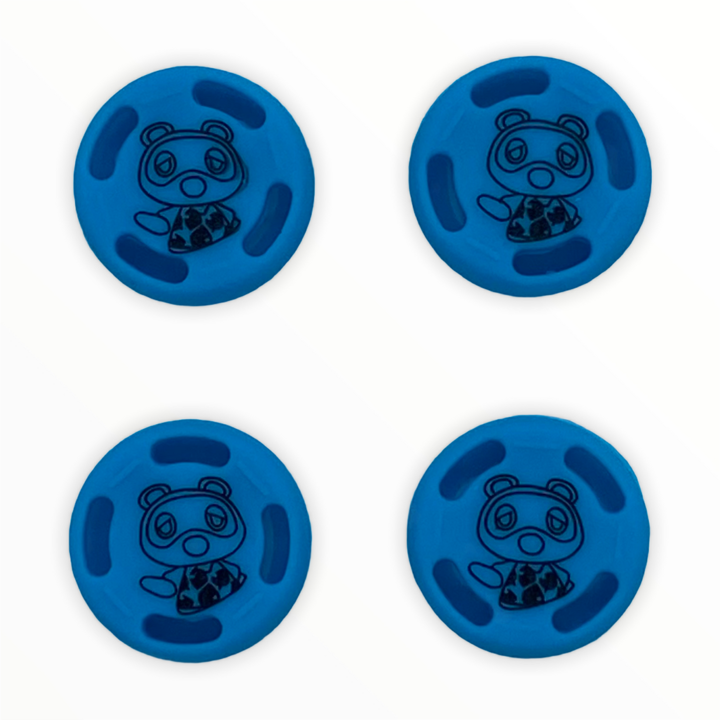 JenDore Blue 4Pcs Raccoon Silicone Thumb Grip Caps for Nintendo Switch