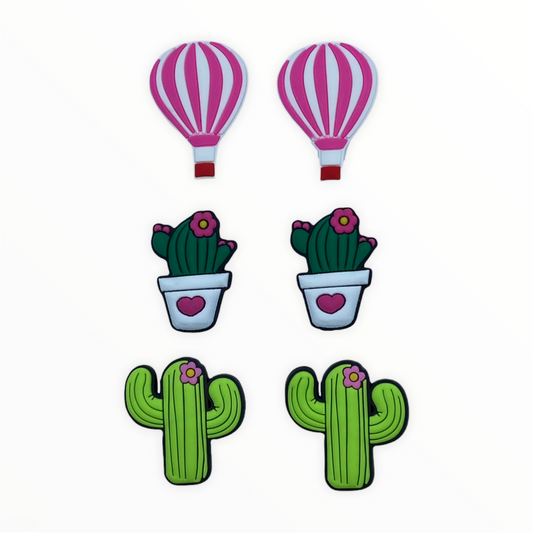 JenDore - Abalorios para zapatos de cactus con globos aerostáticos para zuecos o pulseras