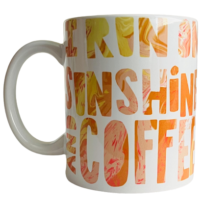 JenDore " Je cours au soleil et au café " 12 oz. Tasse à café et à thé