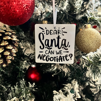 JenDore Handmade "Dear Santa, Can We Negotiate?" Wooden Christmas Holiday Ornament