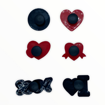 JENDORE Lote de 6 piezas I Love Myself Hearts Charms para zapatos para pulseras o zuecos 