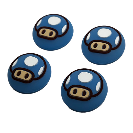 JenDore Blue Mushrooms Glow in the Dark 4Pcs Capuchons de poignée en silicone pour manette Nintendo Switch Pro, PS5, PS4 et Xbox 360