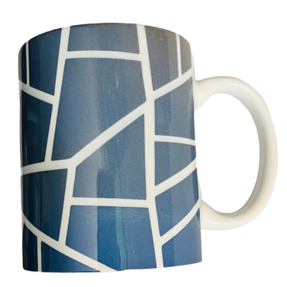 JenDore Blue Geometric 12 oz. Coffee Tea Mug