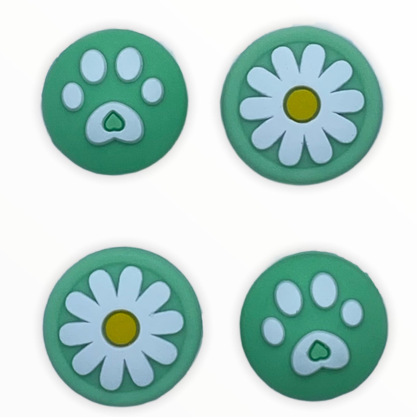 Jendore Green 4Pcs Pattes et Fleurs Capuchons de Poignée en Silicone pour Nintendo Switch