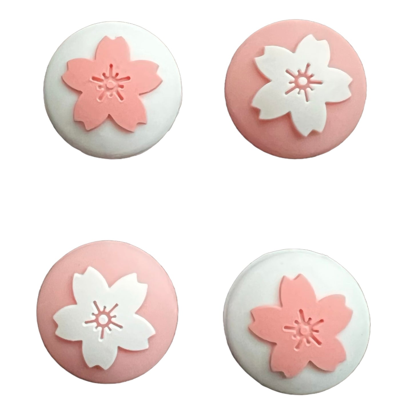 Jendore Rose Blanc 4Pcs Fleurs Silicone Thumb Grip Caps pour Nintendo Switch