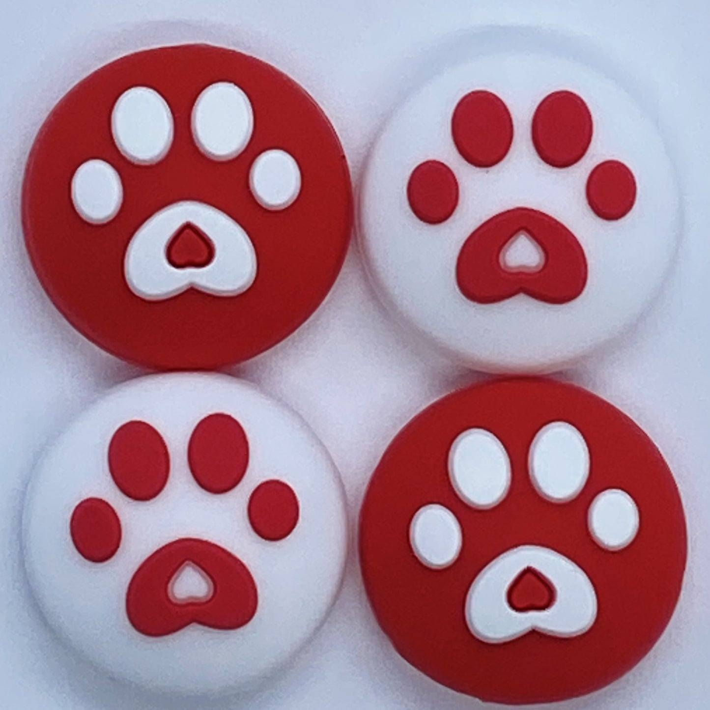 Jendore Rouge et Blanc 4Pcs Paw Silicone Thumb Grip Caps pour Nintendo Switch