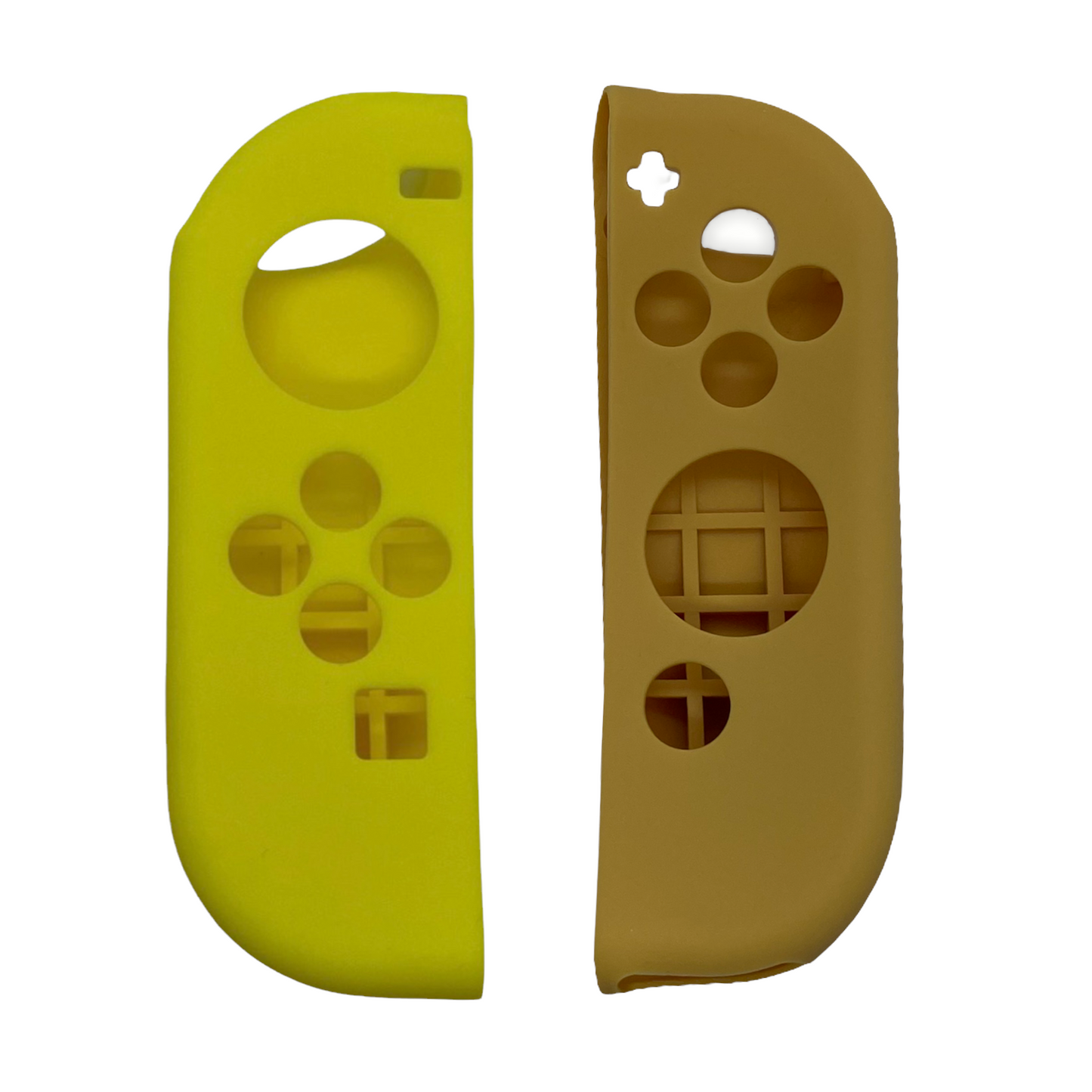 Jendore Coque de protection en silicone pour Nintendo Switch Joy-con jaune et marron clair avec poignées pour pouce de dessin animé