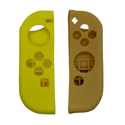 Jendore Coque de protection en silicone pour Nintendo Switch Joy-con jaune et marron clair avec poignées pour pouce de dessin animé