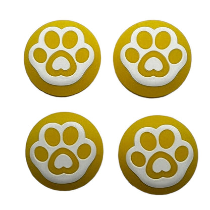 JenDore Yellow Glow in the Dark Paws 4Pcs Silicone Thumb Grip Caps for Nintendo Switch Pro, PS5, PS4, and Xbox 360 Controller